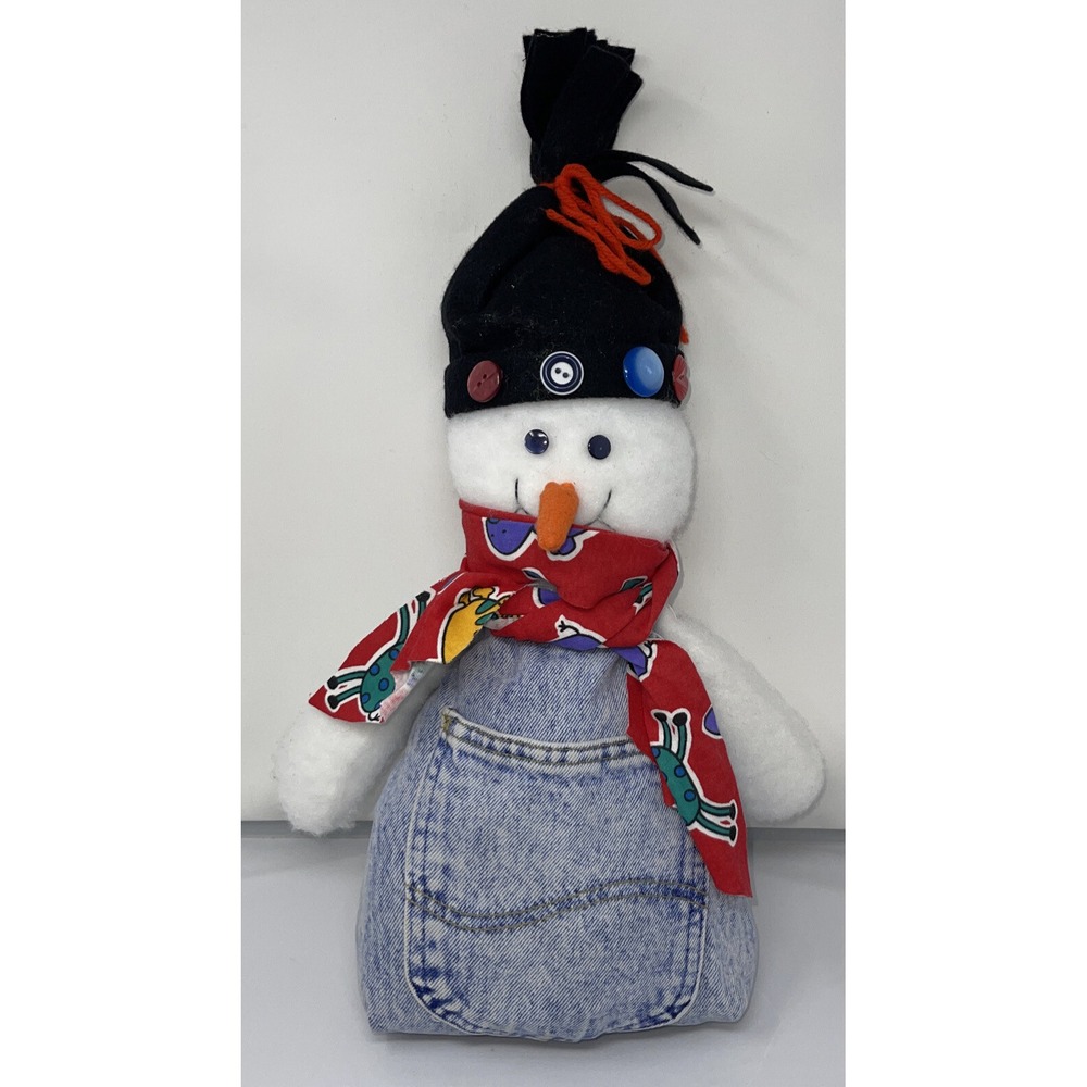 Vintage Snowman handmade Christmas  Denim plush with Lee Jeans pocket 19"
